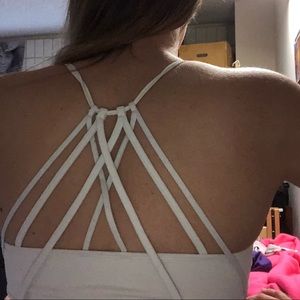 White fabletics sports bra